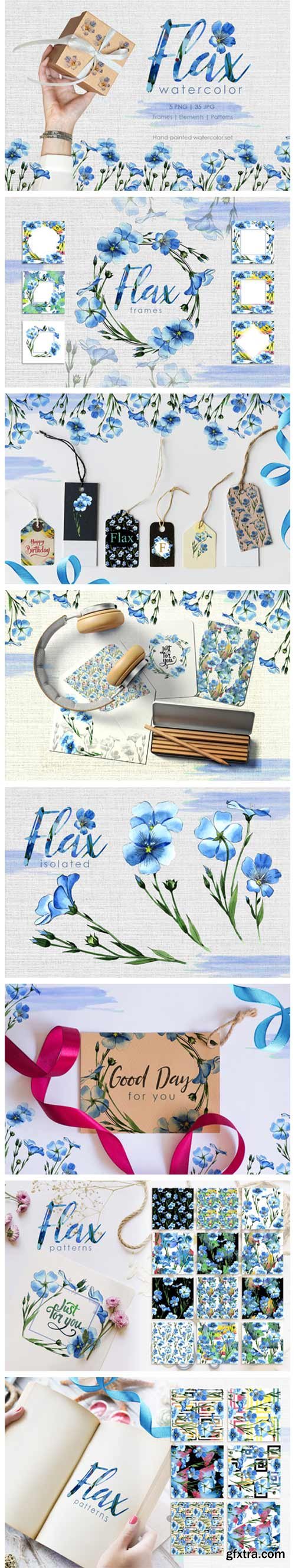 Flax Blue Watercolor 4751047