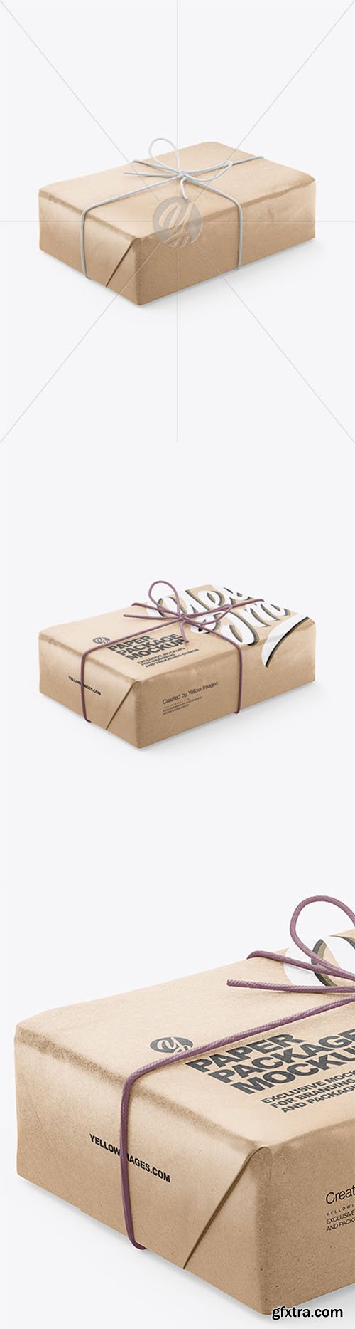 Kraft Paper Parcel With Row Bow Mockup 65341