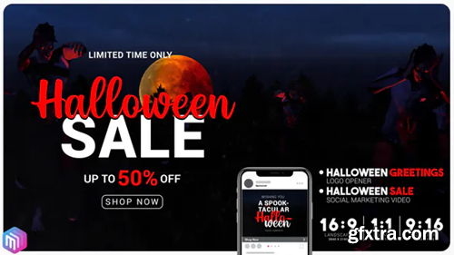 Videohive Halloween sale greetings. Instagram and YouTube marketing. 28718250