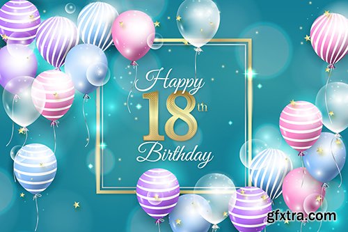 Realistic Style 18th Birthday Background