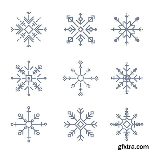 Illustration of cute snowflake icons 414933