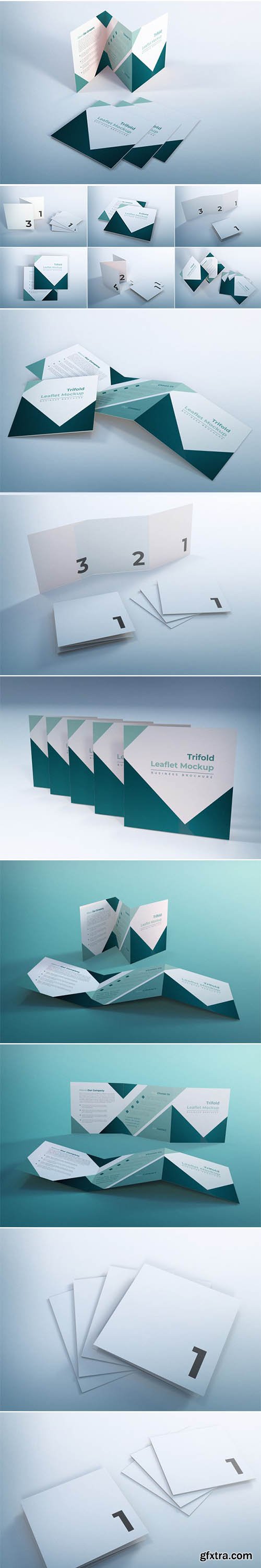 Trifold leaflet mockup business brochure design template