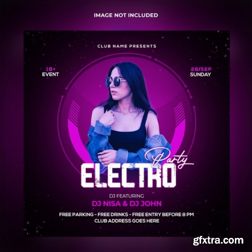 Electro party social media post template