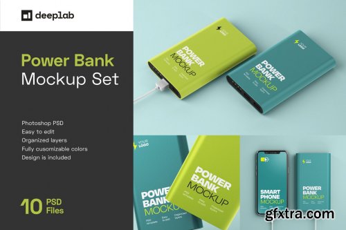 CreativeMarket - Glossy Power Bank Mockup Set 5374867