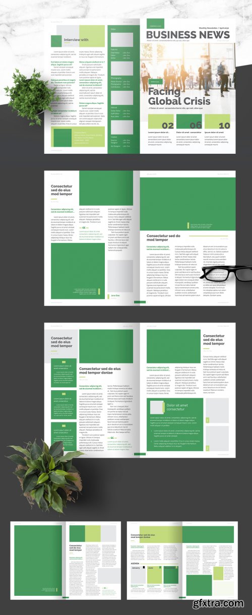 Business Newsletter with Green Accents 376974322