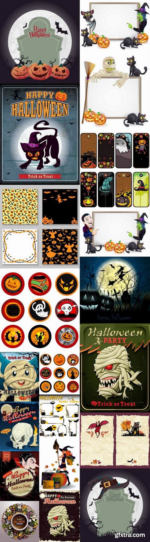 Halloween sticker flyer banner ghost pumpkin Thanksgiving 25 EPS