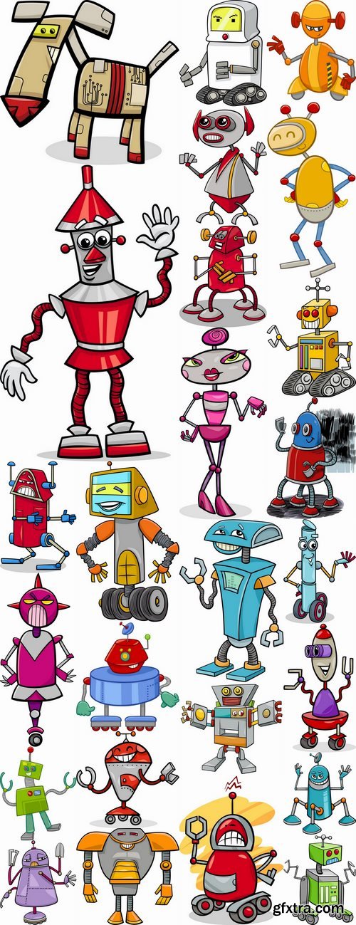 Robot cartoon illustration for childrens books vector image 25 EPS