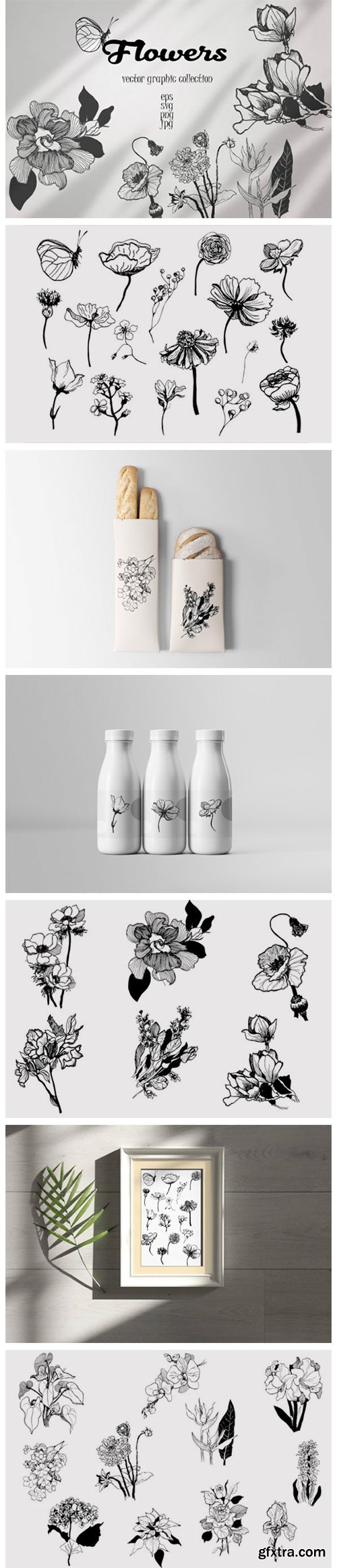 Vector Collection of Hand-drawn Flowers 5555484