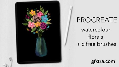 Procreate - Easy watercolour flowers + 6 watercolour brushes for free