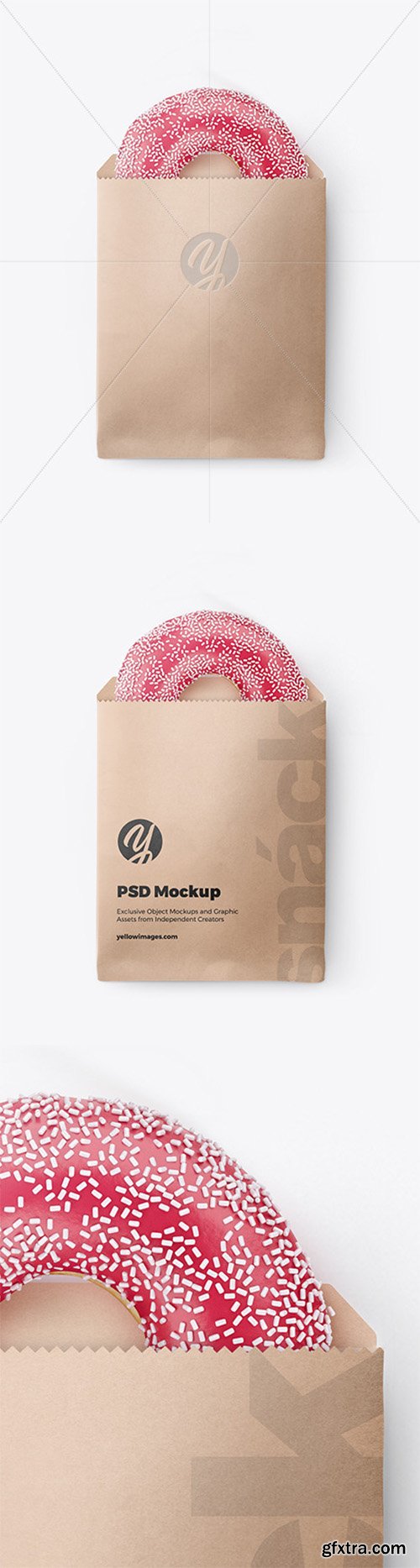 Paper Pack with Pink Glazed Donut Mockup 65182