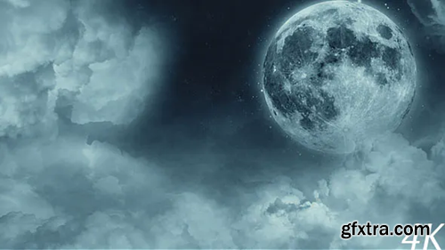 Videohive Cloudy Night Sky Under the Moon 20062693