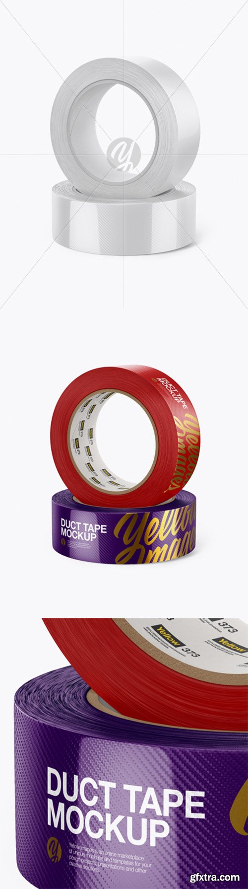 Two Textured Duct Tape Rolls Mockup - Front View 25478