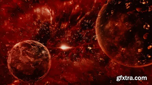 Videohive Abstract Dark Red Space Scene with Planets and Asteroids 22547528
