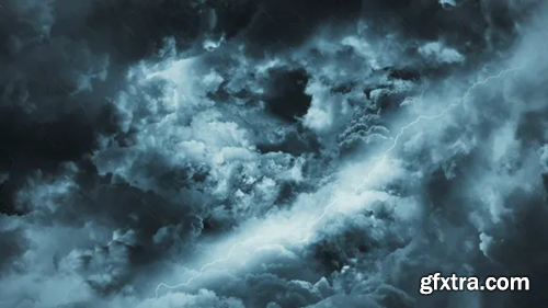 Videohive Travel Through Abstract Dark Night Thunder Clouds with Lightning Strikes 22581329