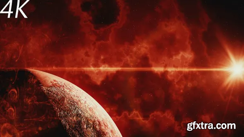 Videohive Abstract Red Space Scene with Big Planet and Star Shine 22703761