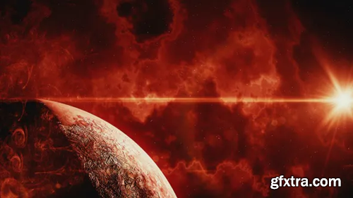 Videohive Abstract Red Space Scene with Big Planet and Star Shine 22724249