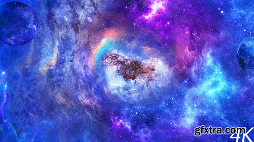 Videohive Abstract Nebula in Space with Big Purple Star and Planets and Energy Flares 21421445