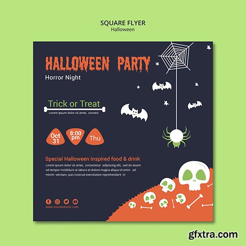 Halloween Party with Skulls Bones Square Flyer