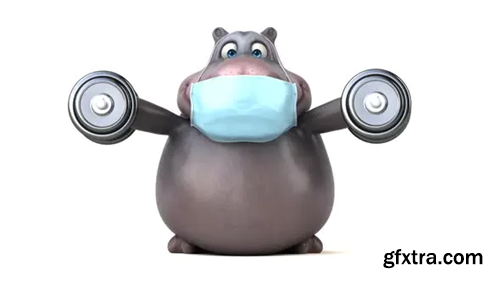 Videohive 6 hippos with weights and masks 28755167