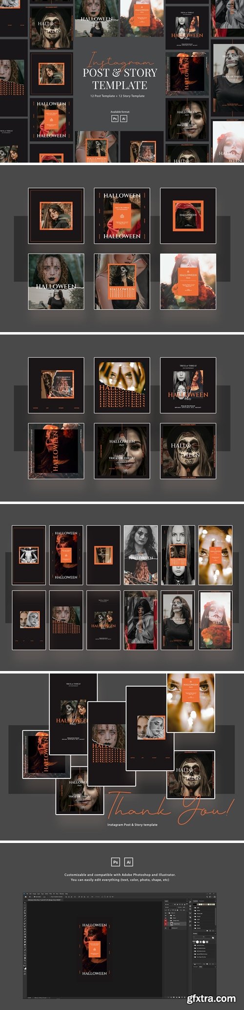 Halloween Party Instagram Post & Story Template