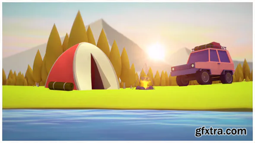 Videohive Low Poly Camping Background Loop 20192767