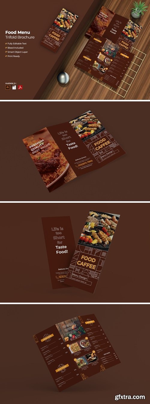 Food Menu Trifold Brochure