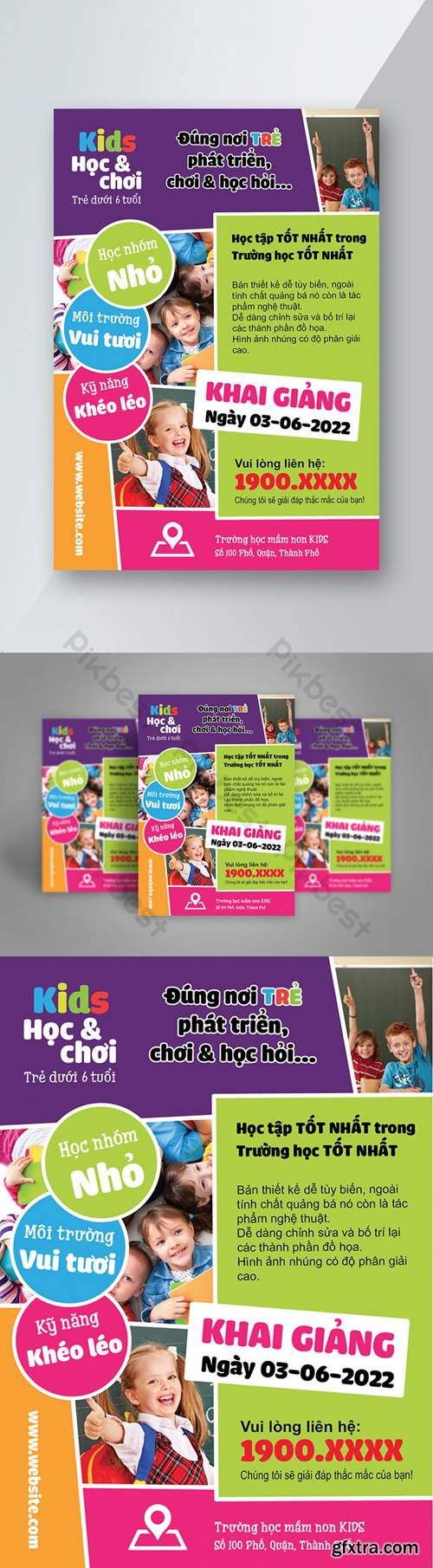 Colorful School Activity Promotion Poster Vietnamese Print Template Template AI