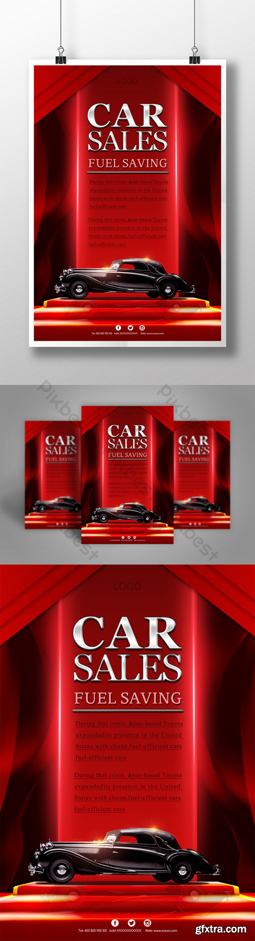 Red Car Business Promotion Poster Template Template PSD