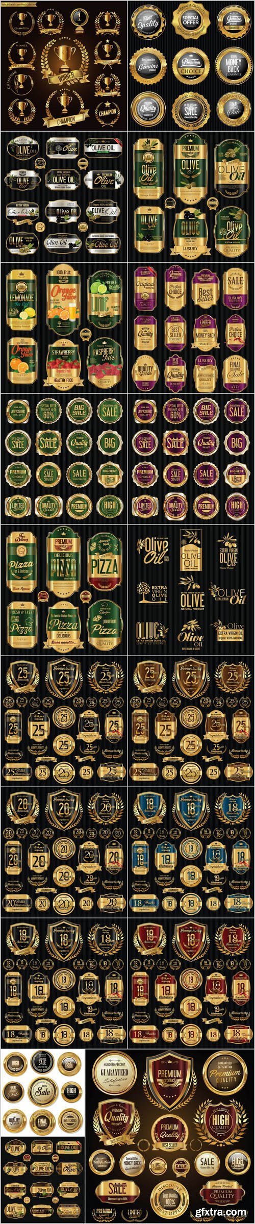 Gold Labels & Badges 4 - 19xEPS