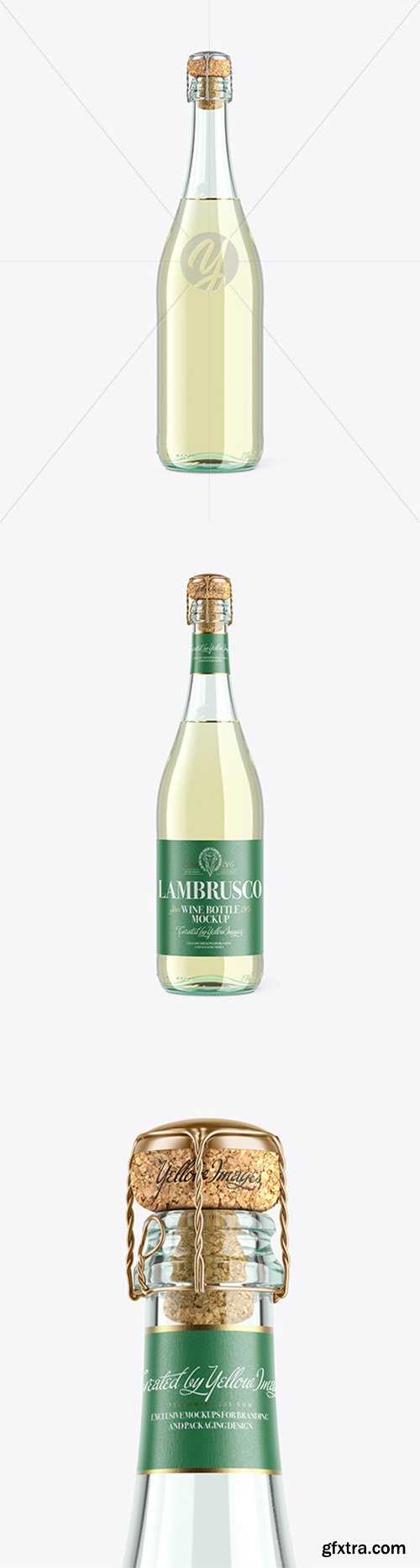 Clear Glass Lambrusco Bottle With White Wine Mockup 62602