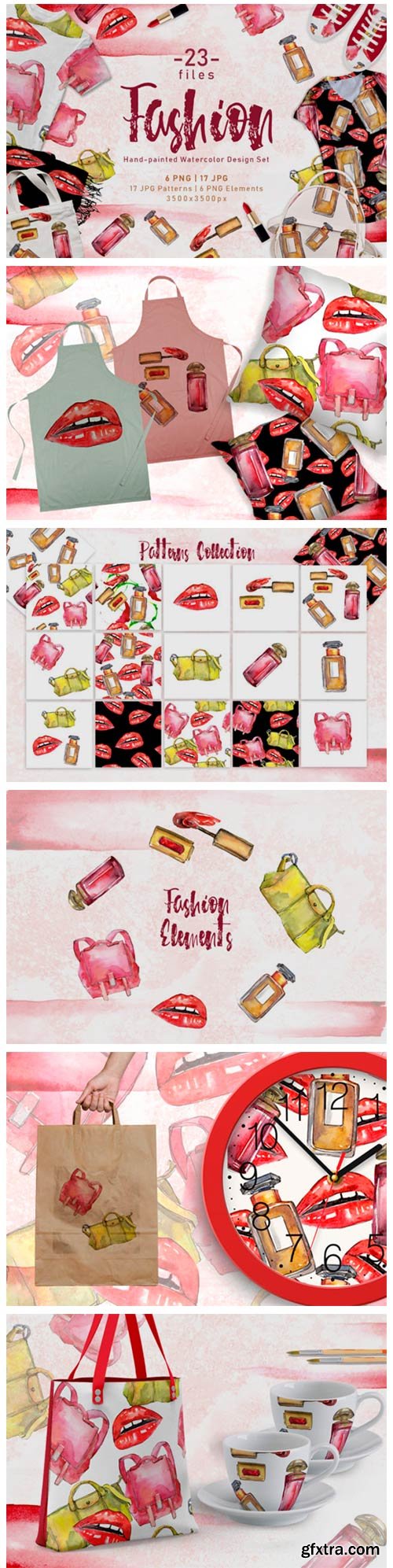 Fashion Accessories PNG Watercolor Set 4758070