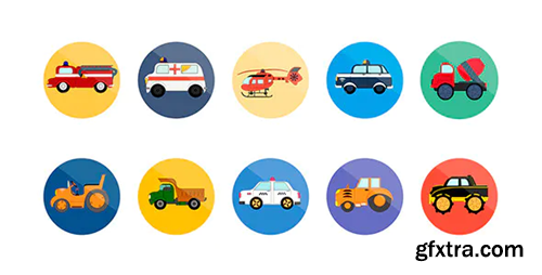 Videohive 10 Animated Transport Icons 8055981