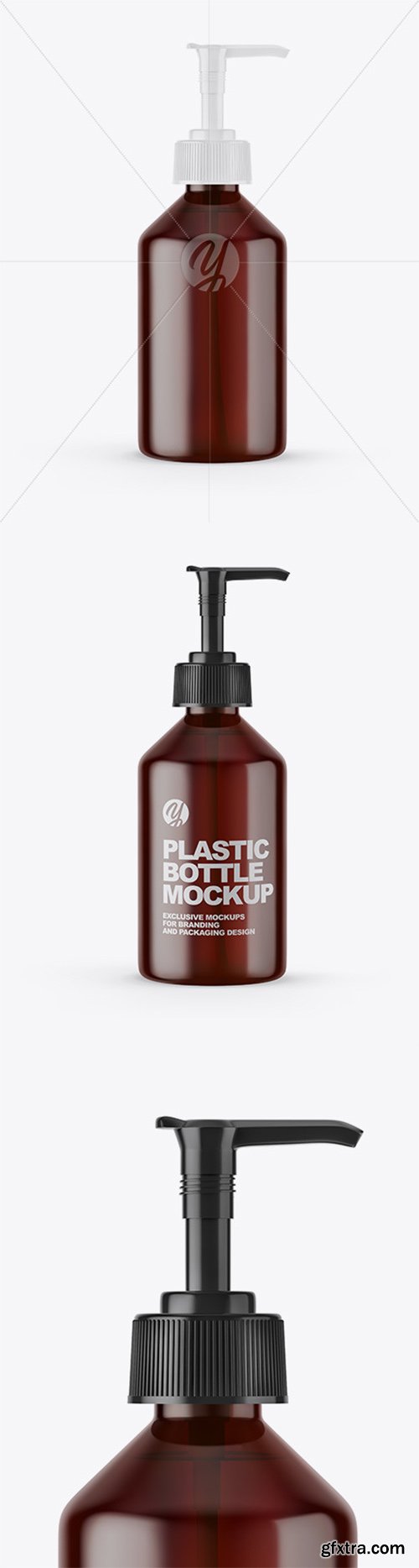 Amber Cosmetic Bottle with Pump Mockup 66442