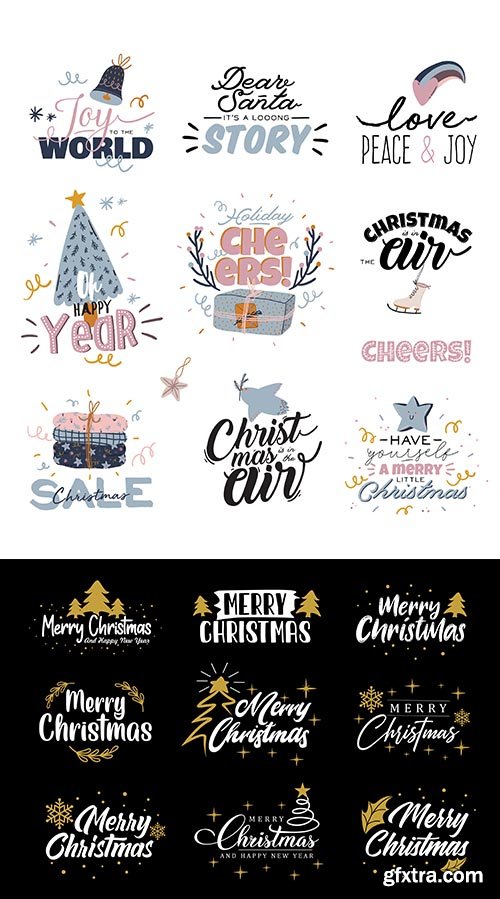 Collection of christmas greetings lettering