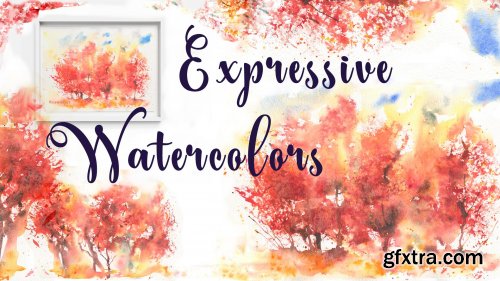 Expressive Autumn Forest in Watercolors in loose style