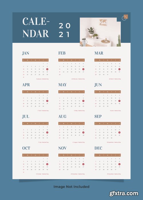 Minimalist furniture wall calendar 2021