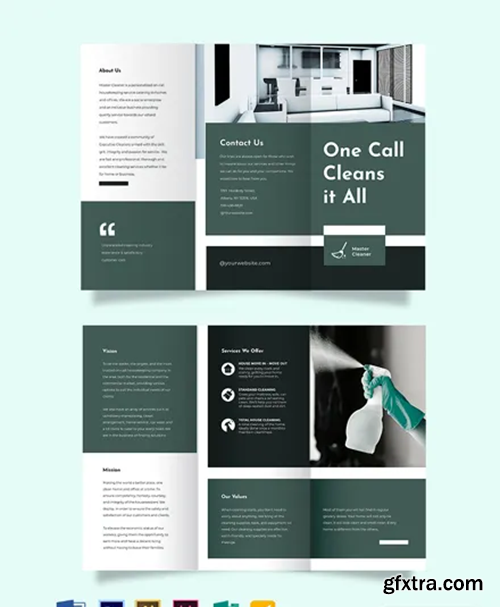 Cleaning Services Company Tri-Fold Brochure Template