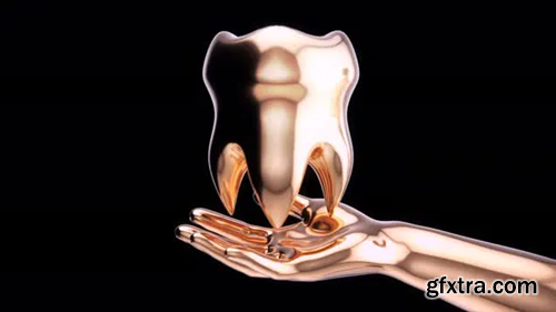 Videohive Golden open hand with a golden tooth 25614137