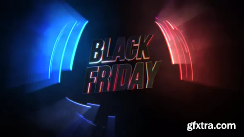 Videohive Animation intro text Black Friday and motion colorful neon lights, abstract background 29287206