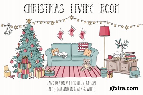 Christmas Room - Hand Drawn Vector Banner
