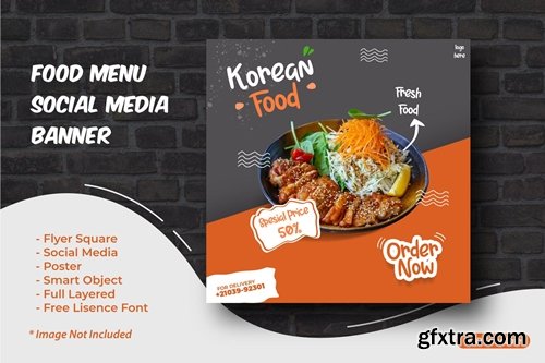 Korean Food menu social media banner template
