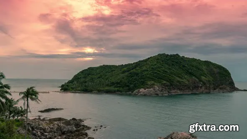 Videohive Tropical island Ko Ma at beautiful sunset in Koh Phangan island, Thailand 23066380