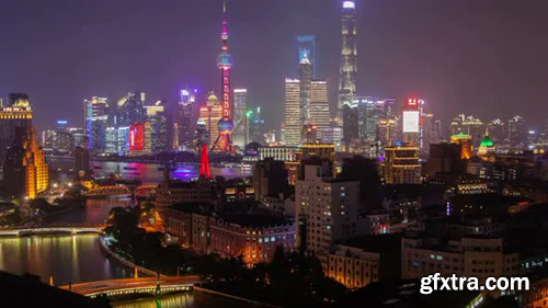 Videohive Shanghai Wusong River or Suzhou Creek Urban Cityscape Aerial Skyline Panorama Timelapse Zoom Out 25353356
