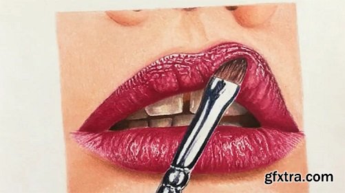 Realistic Colored Pencil Drawing: Drawing Lips & Brush