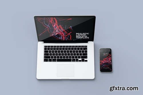 Realistic Laptop and Smartphone Mockup Template