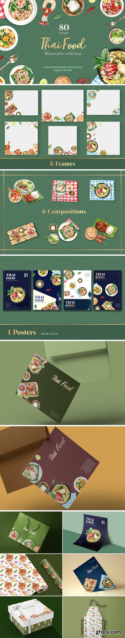Thai Food Dishes Watercolor 6556113