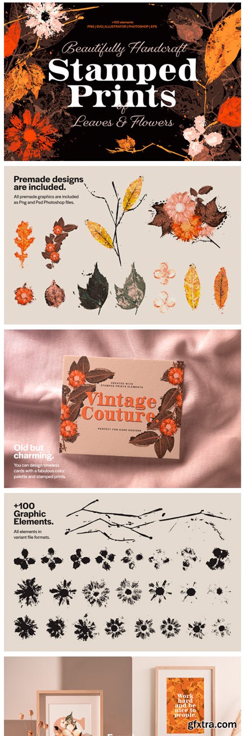 Stamped Prints of Leaves & Flowers 6545487