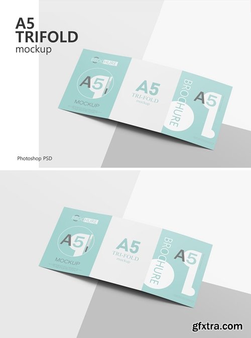 Realistic A5 Trifold Brochure Mockup