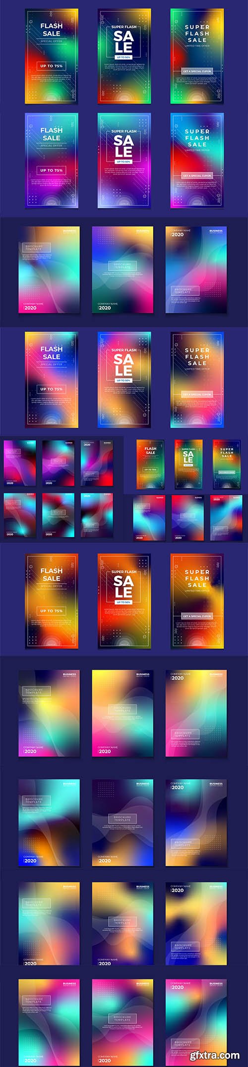 Abstract colorful gradient cover set