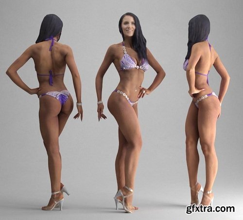 Bikini Fitness Model Scanned 3D Model